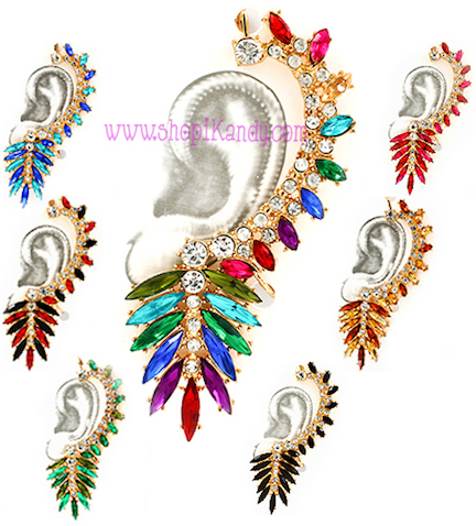  #J7406 Long Feathered Snap-On Ear Cuff